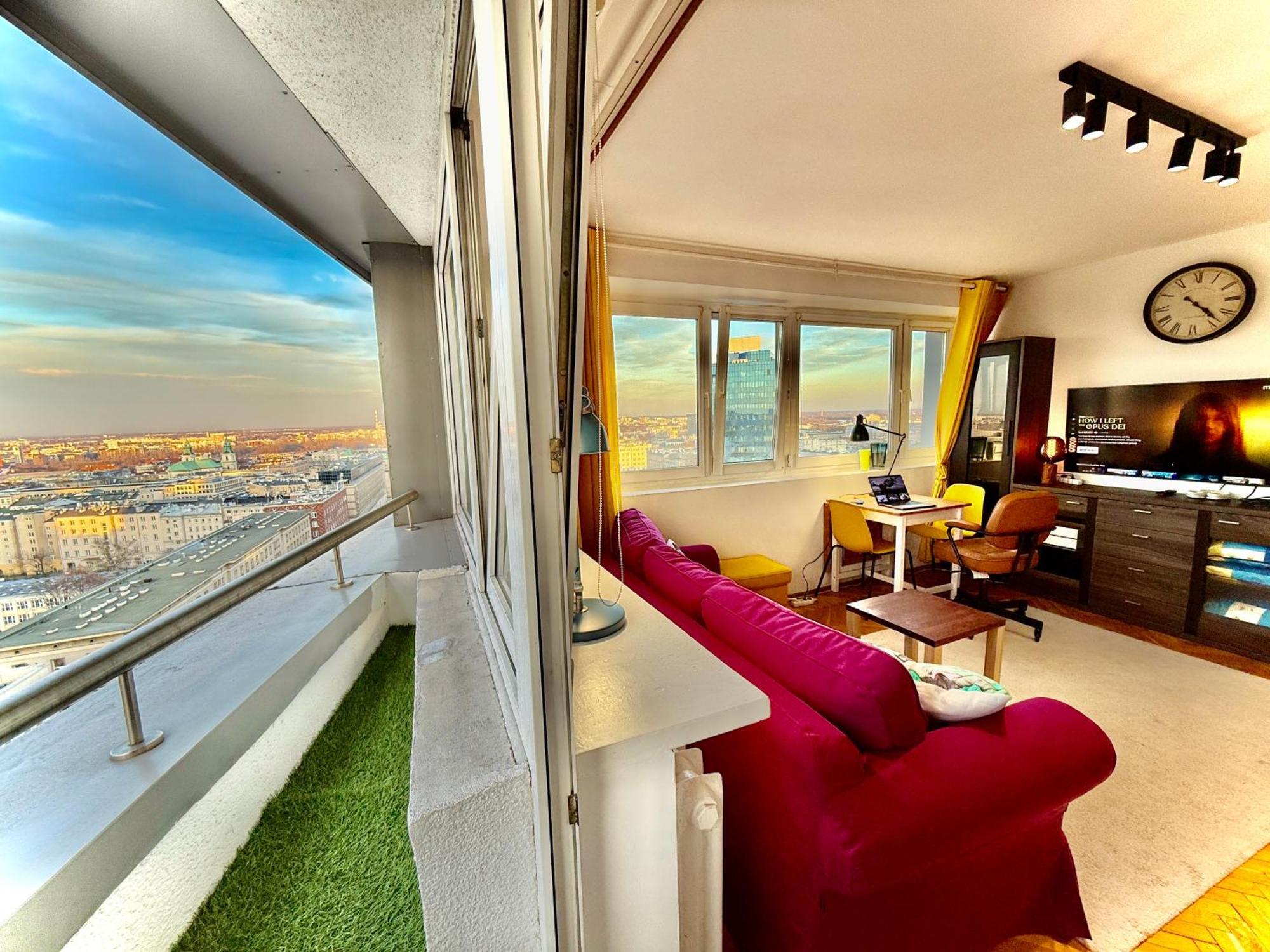 Super Apartment Yellow 2X Metro Fast Wifi 1 Gbs Netflix Panorama Miasta Warsaw Luaran gambar