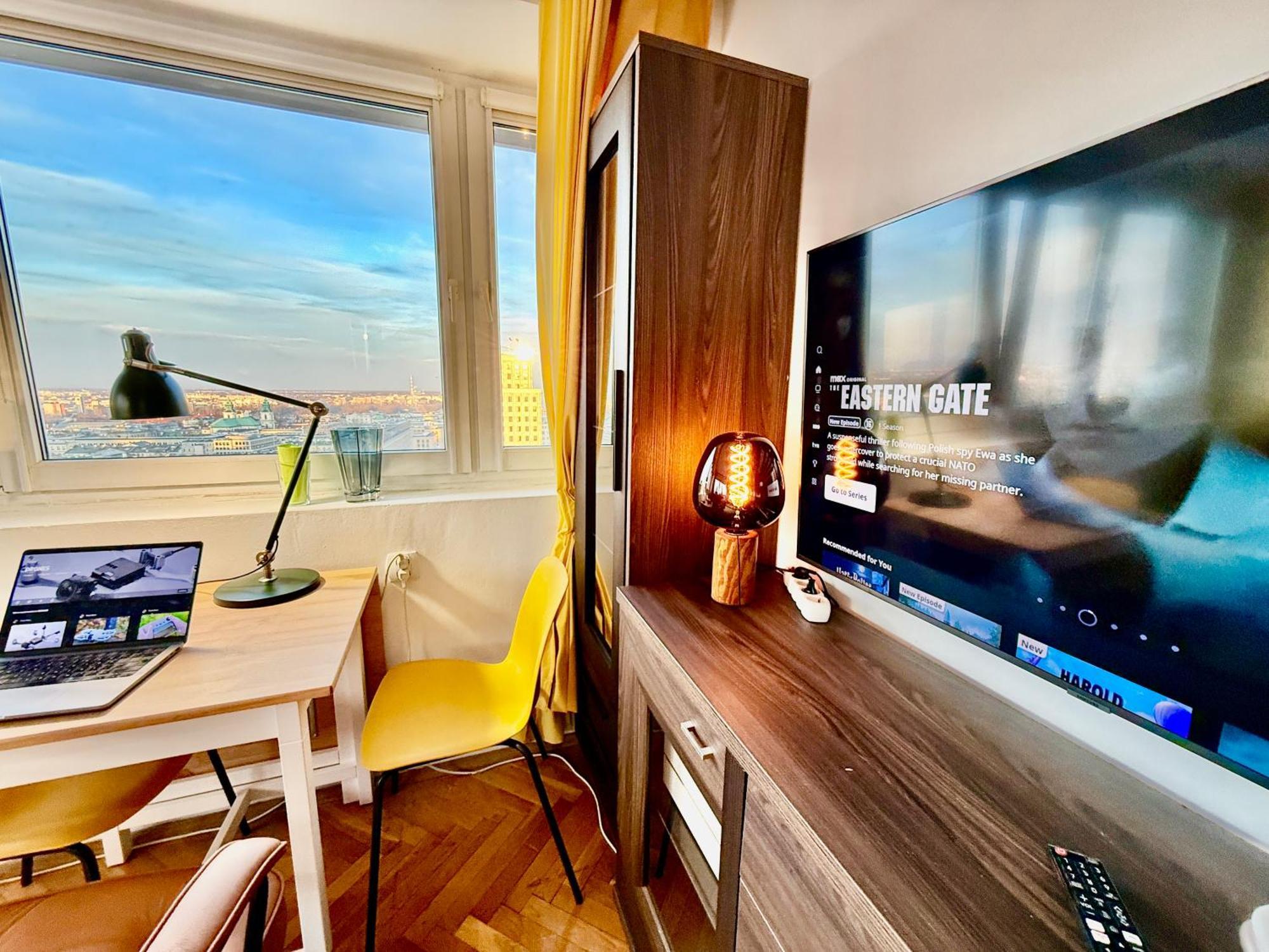 Super Apartment Yellow 2X Metro Fast Wifi 1 Gbs Netflix Panorama Miasta Warsaw Luaran gambar