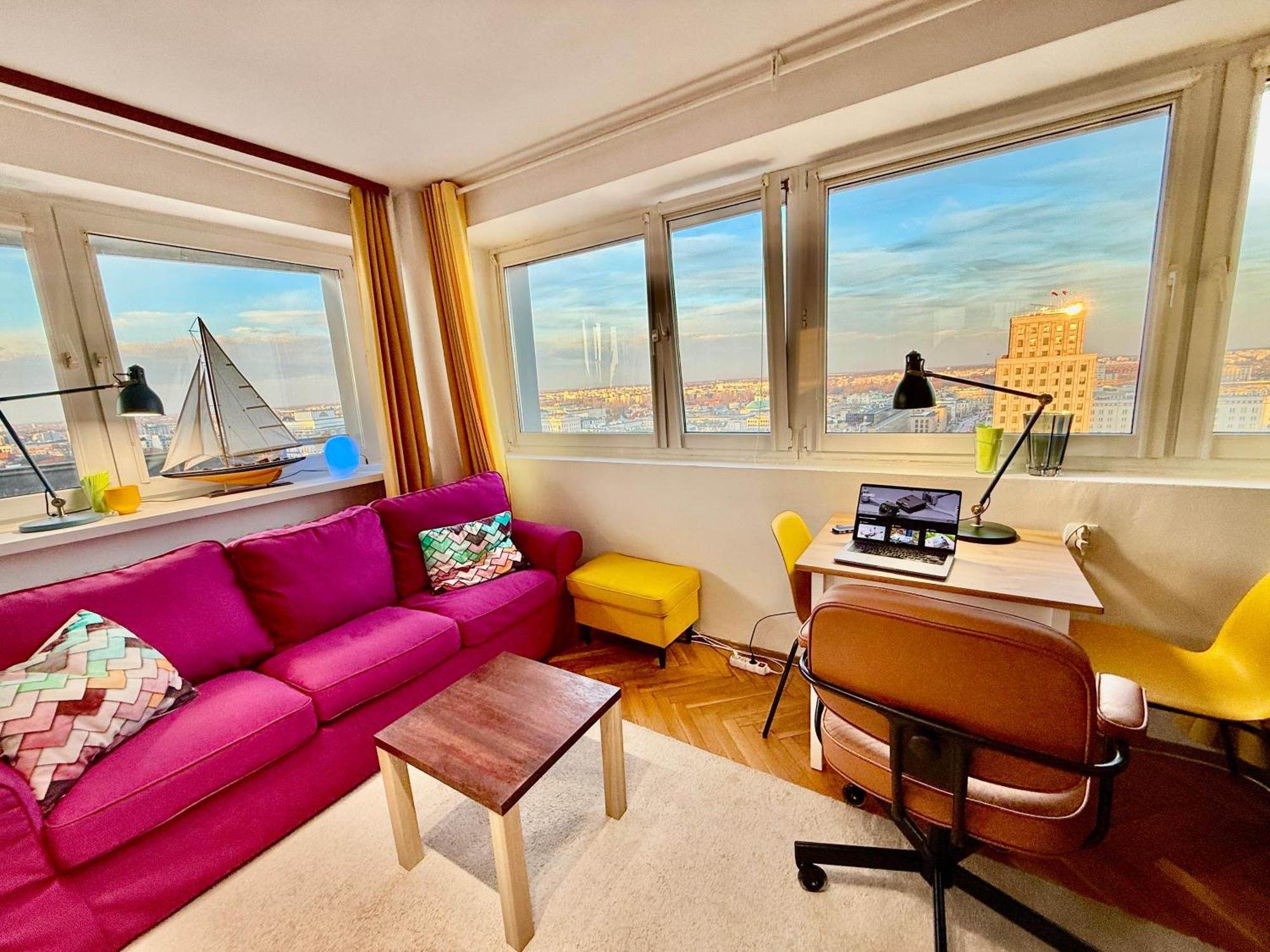 Super Apartment Yellow 2X Metro Fast Wifi 1 Gbs Netflix Panorama Miasta Warsaw Luaran gambar