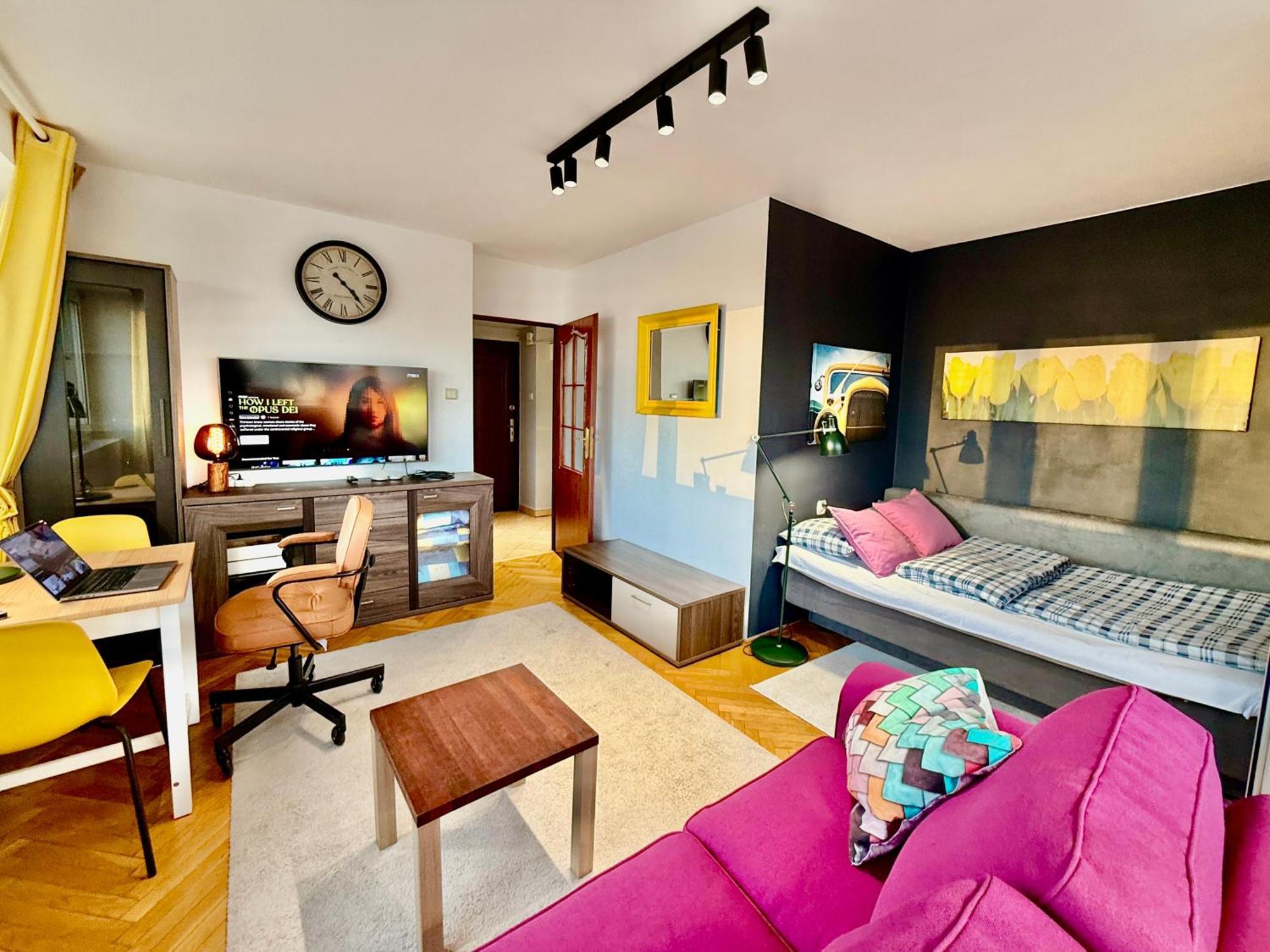 Super Apartment Yellow 2X Metro Fast Wifi 1 Gbs Netflix Panorama Miasta Warsaw Luaran gambar