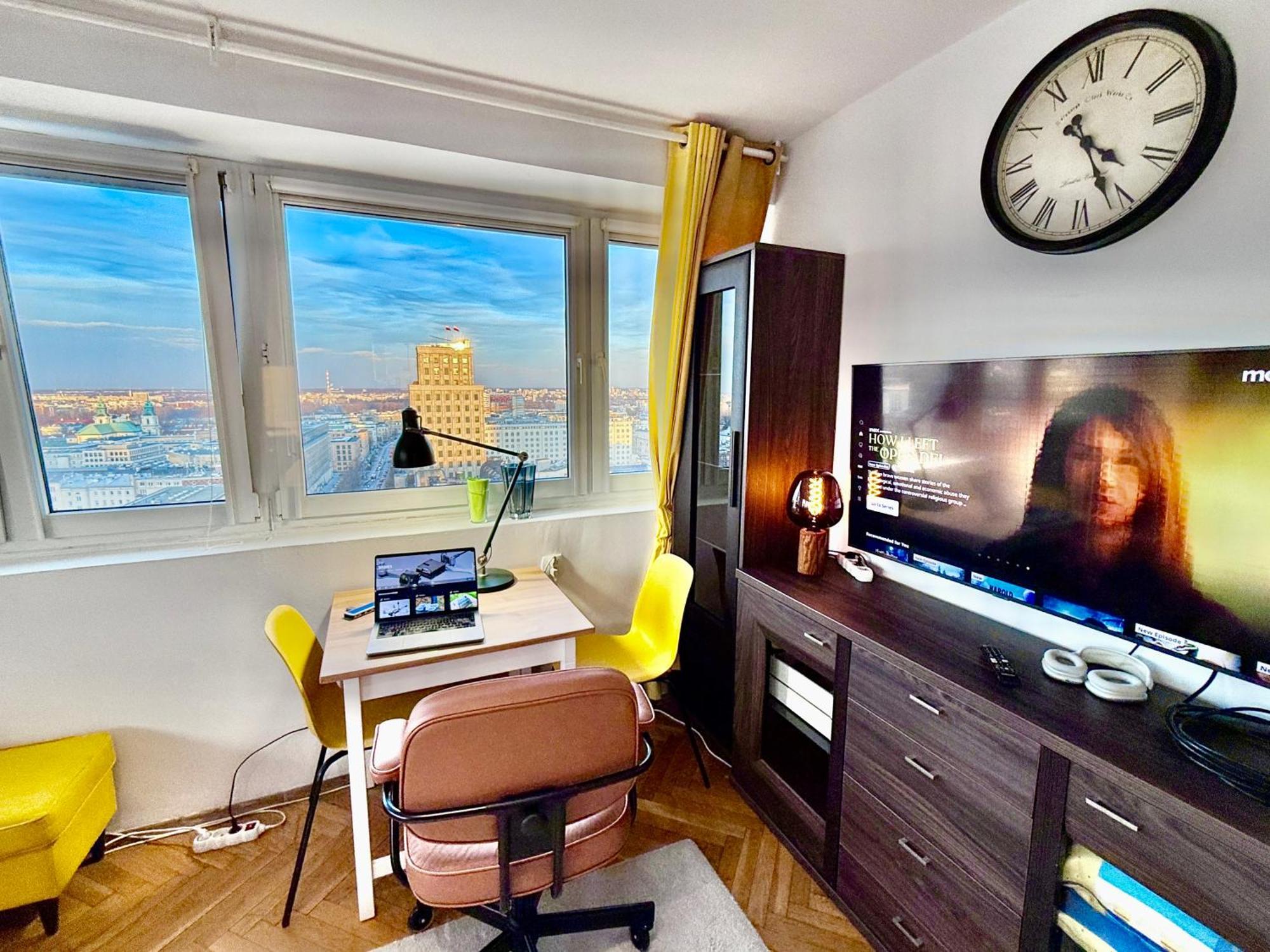 Super Apartment Yellow 2X Metro Fast Wifi 1 Gbs Netflix Panorama Miasta Warsaw Luaran gambar